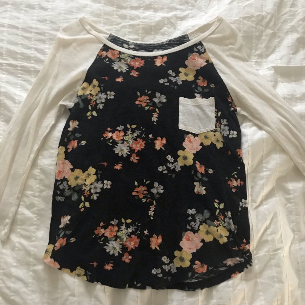 Floral Three Quarter Sleeve Tee